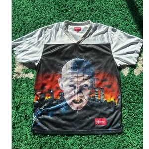 Supreme Pinhead Hellraiser Mesh Football Jersey Shirt Black Red Size L